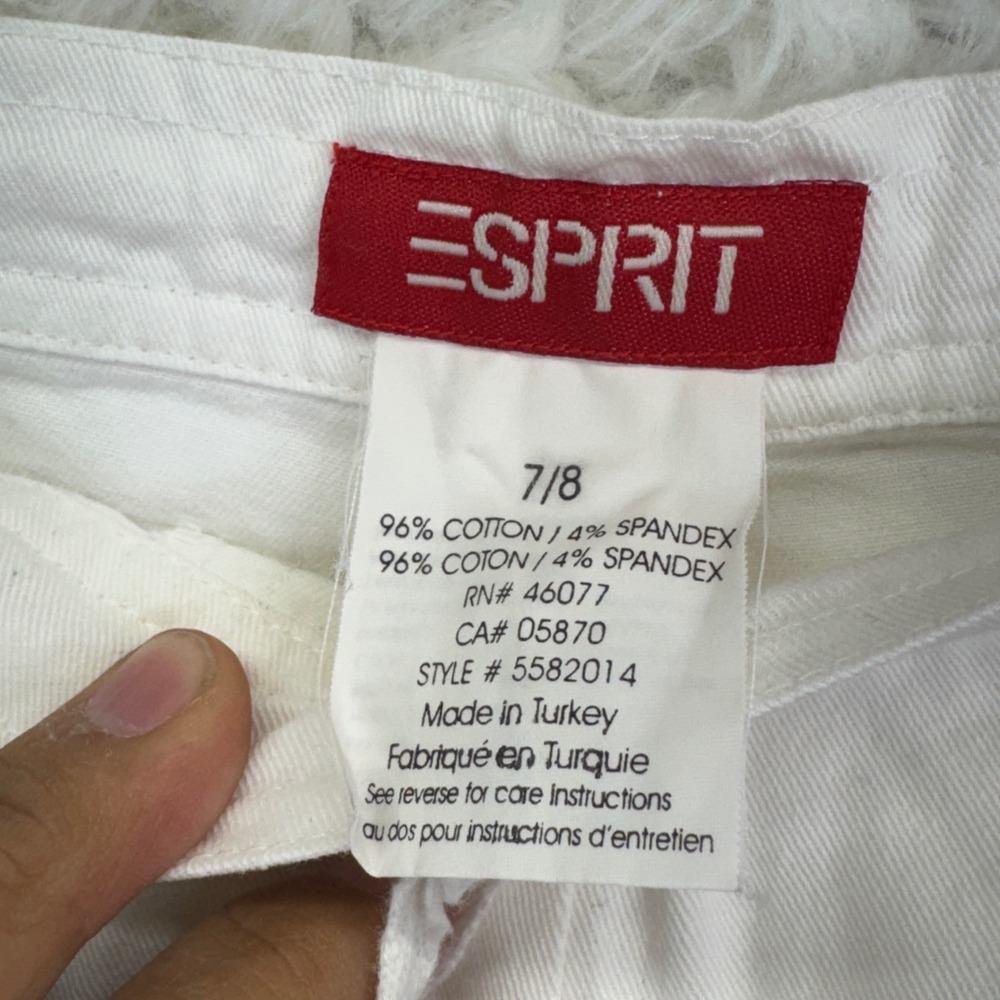 Esprit White Cotton Blend Drawstring Shorts Size 7/8 Y2K Minimalist Summer - Picture 3 of 7